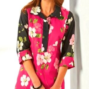 Soft Surroundings Pink and Black Floral Tunic